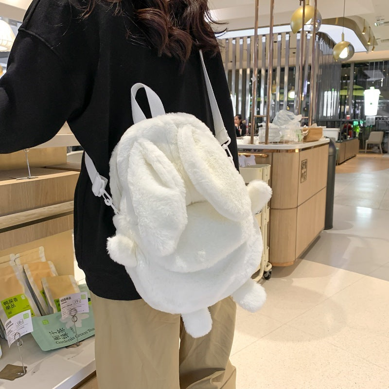 Autumn And Winter Plush Backpack With Large Capacity