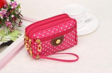 Canvas handbags handbags Korean version of the three-zipper multi-layer wallet hand bag packet phone change