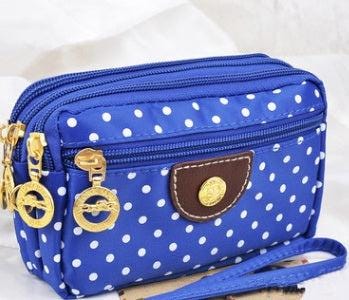 Canvas handbags handbags Korean version of the three-zipper multi-layer wallet hand bag packet phone change