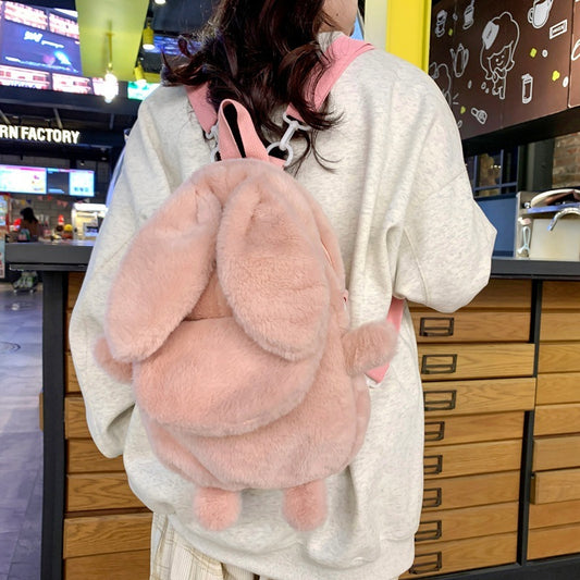 Autumn And Winter Plush Backpack With Large Capacity