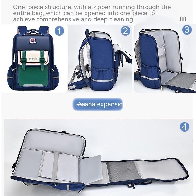 One-piece Open Spine Protection Children's Schoolbag Lightweight