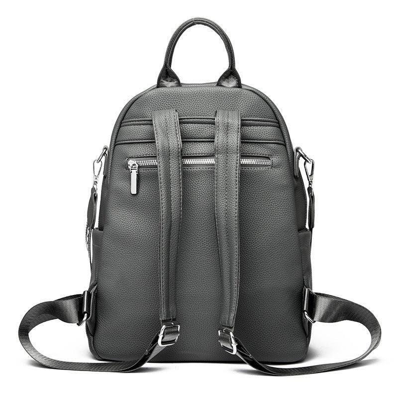 Large Capacity Soft Leather Backpack – Trendy Student & Travel Bag for Laptop, School and Work