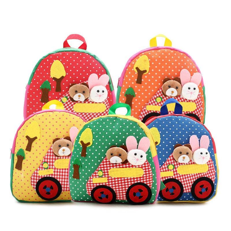Korean shoulder children's schoolbag kindergarten adorable backpack handmade cartoon baby bag double shoulder bag
