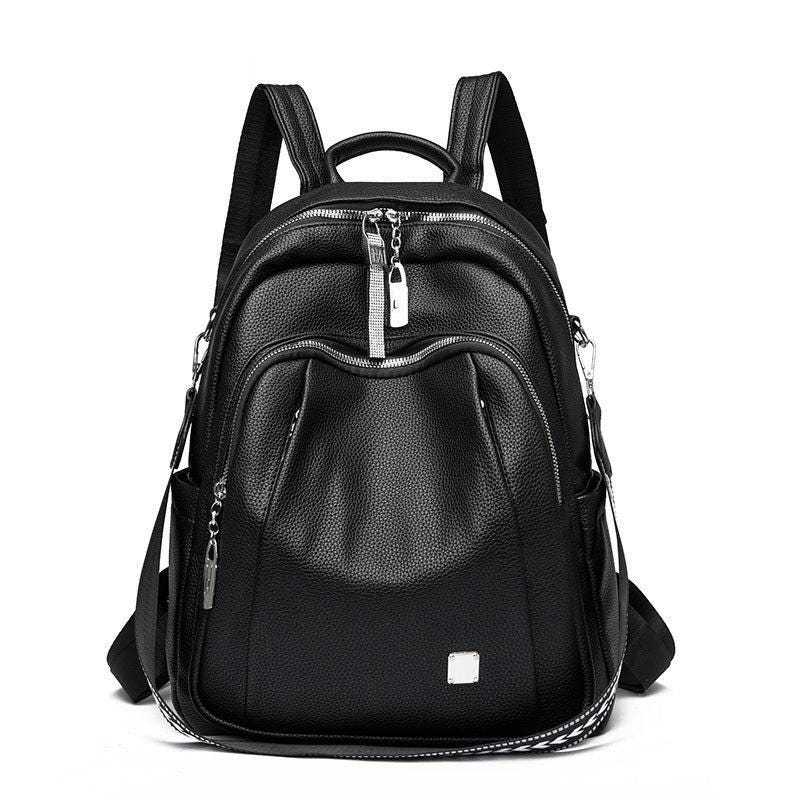 Large Capacity Soft Leather Backpack – Trendy Student & Travel Bag for Laptop, School and Work