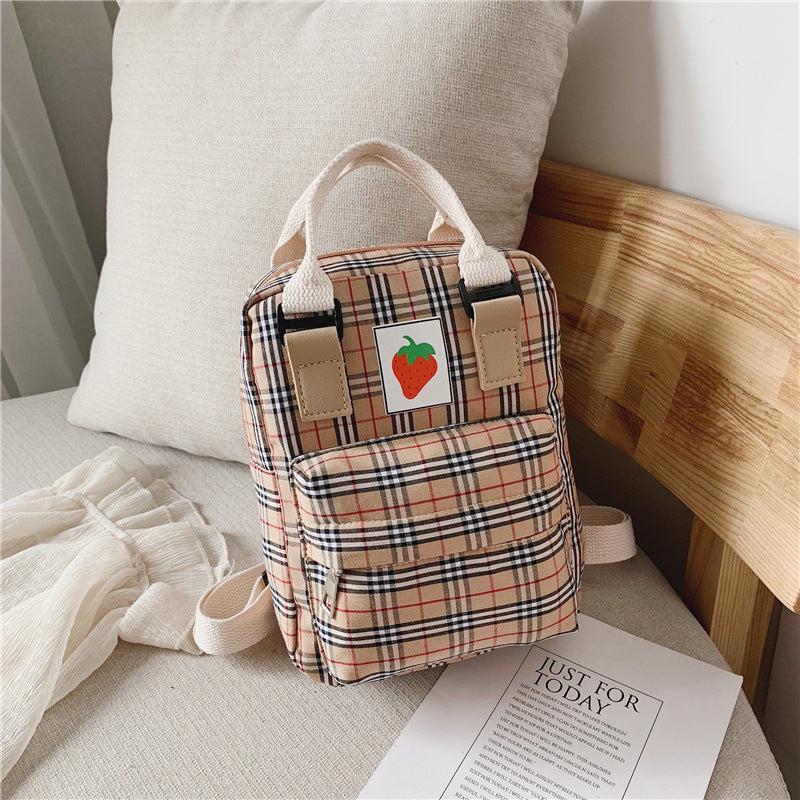 Mini Cartoon Kids Backpack – Cute Checked School Bag for Children & Toddlers