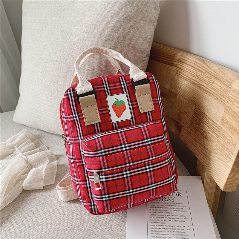 Mini Cartoon Kids Backpack – Cute Checked School Bag for Children & Toddlers