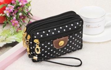 Canvas handbags handbags Korean version of the three-zipper multi-layer wallet hand bag packet phone change