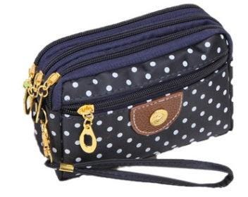 Canvas handbags handbags Korean version of the three-zipper multi-layer wallet hand bag packet phone change