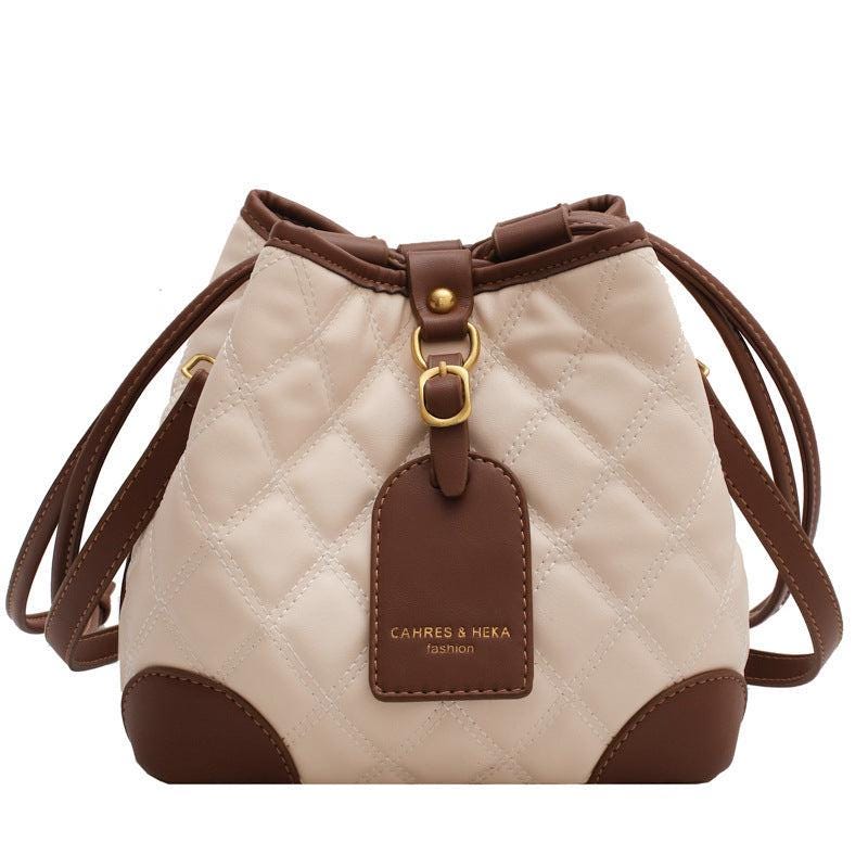 Fashion Rhombus Handbags Korean Style Temperament One-shoulder Bucket Bag