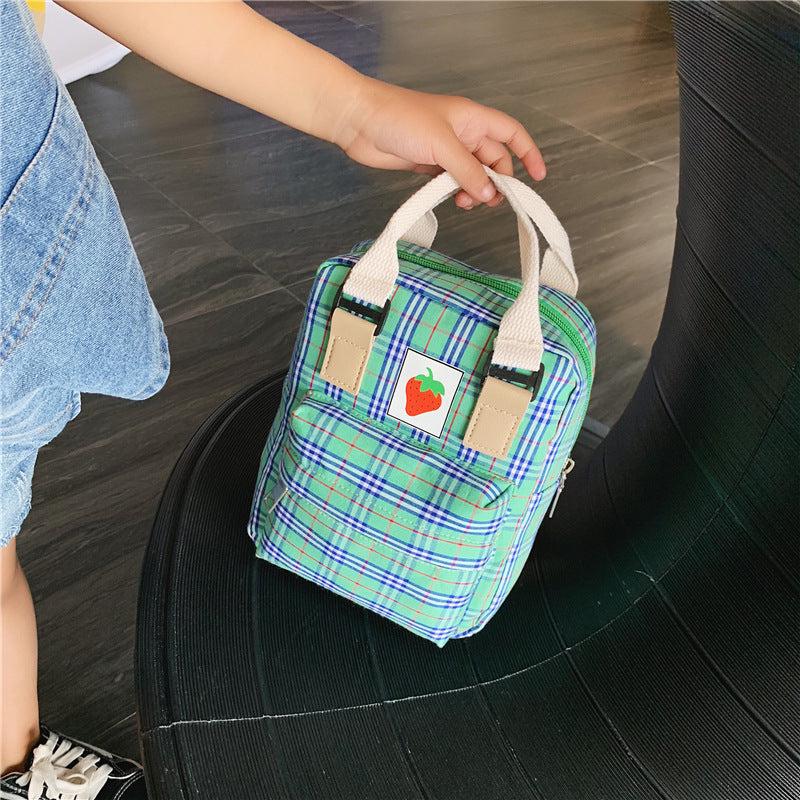 Mini Cartoon Kids Backpack – Cute Checked School Bag for Children & Toddlers
