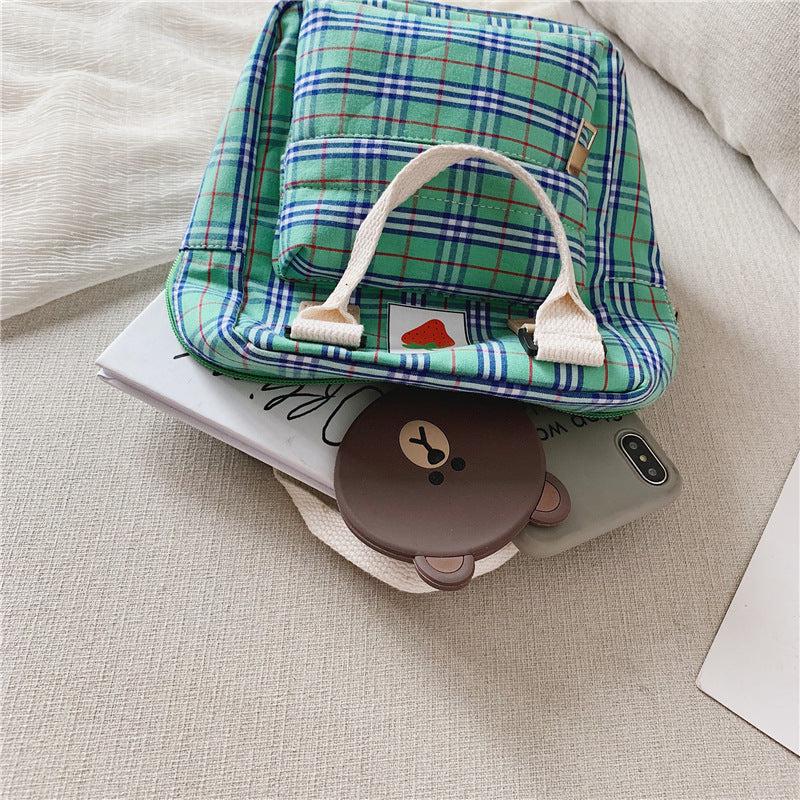 Mini Cartoon Kids Backpack – Cute Checked School Bag for Children & Toddlers