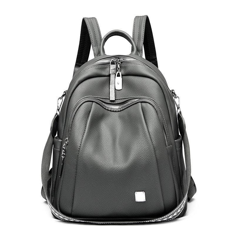Large Capacity Soft Leather Backpack – Trendy Student & Travel Bag for Laptop, School and Work
