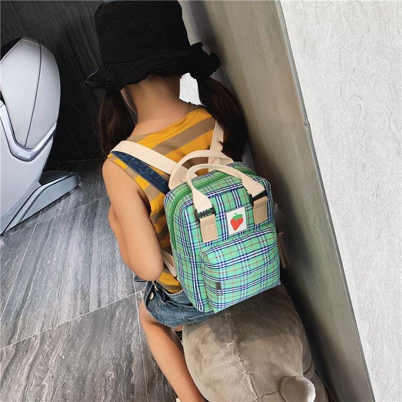 Mini Cartoon Kids Backpack – Cute Checked School Bag for Children & Toddlers