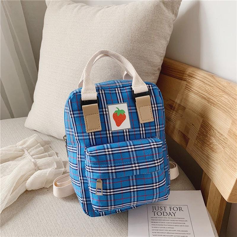 Mini Cartoon Kids Backpack – Cute Checked School Bag for Children & Toddlers