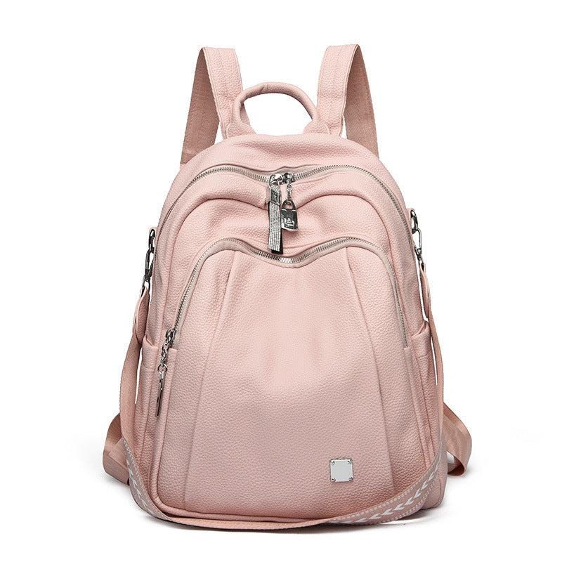 Large Capacity Soft Leather Backpack – Trendy Student & Travel Bag for Laptop, School and Work