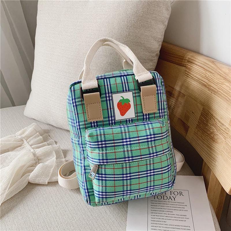Mini Cartoon Kids Backpack – Cute Checked School Bag for Children & Toddlers